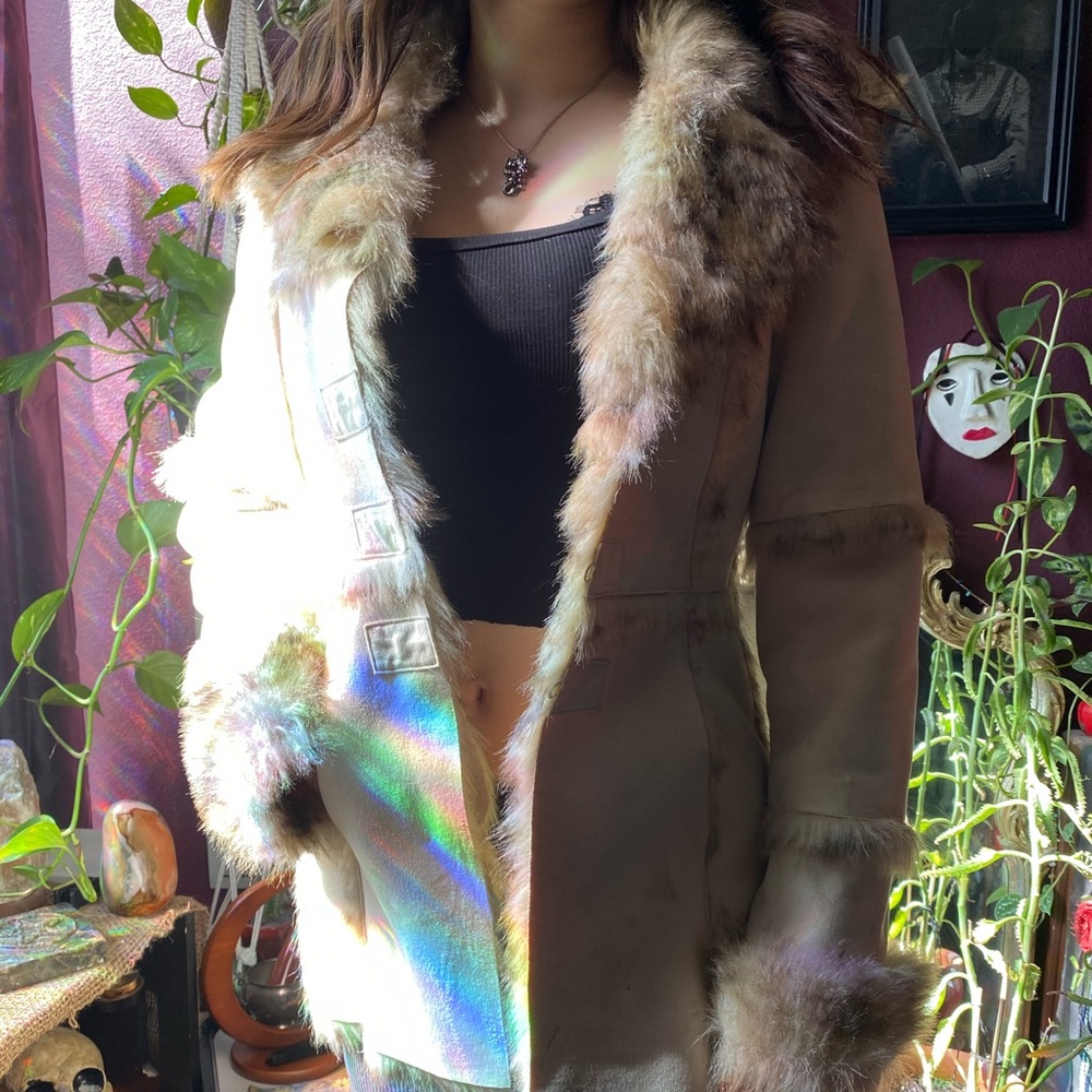 90s Bebe fur trim/lined coat